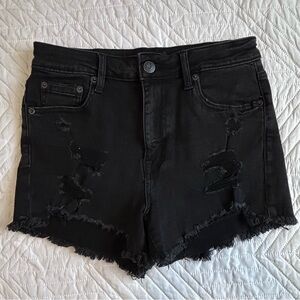 Aeropostale Vintage High Rise Black Frayed Jean Shorts